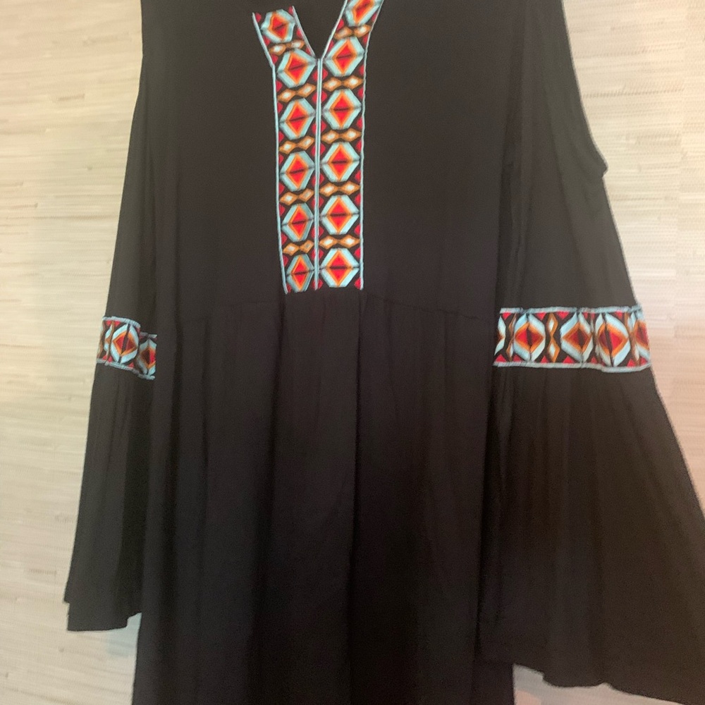 Scully Black Dress with Vibrant Trim